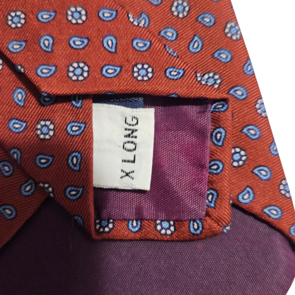 Cole’s Huddersfield Red Blue Geometric Silk Tie X-Long Made in Great Britain - Picture 6 of 6